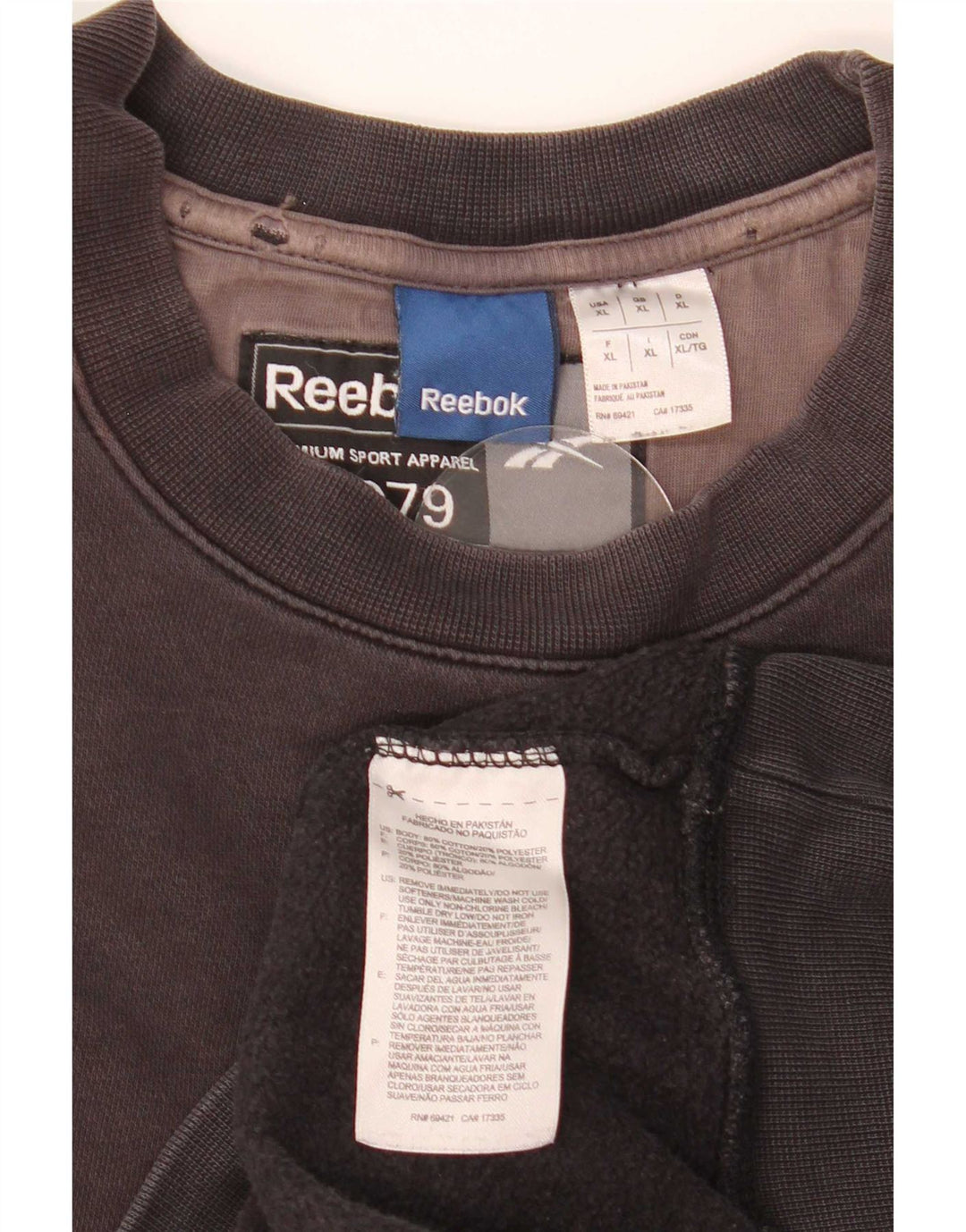 Reebok Hombre Sudadera Jumper XL Negro Algodón