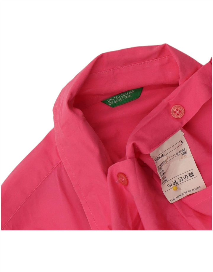 Camisa Benetton Mujer Grande Rosa Algodón