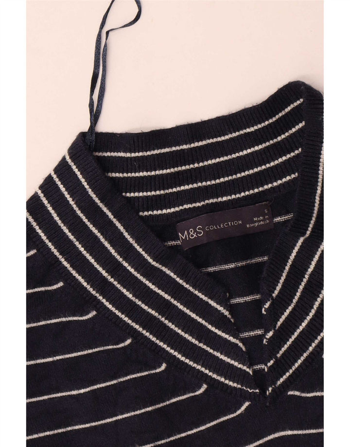Marks & Spencer Suéter con Cuello en V para Mujer UK 10 Small Azul Marino