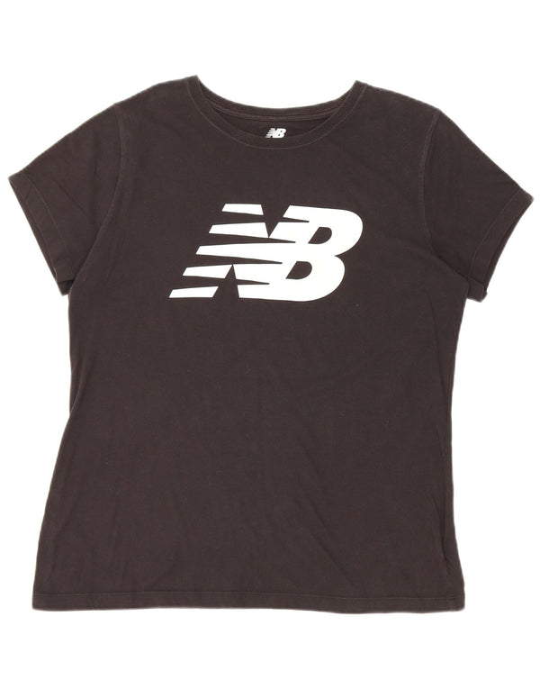 New Balance Camiseta gráfica para hombre Top grande de algodón negro