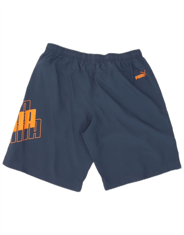 Puma Pantalones cortos deportivos con gráficos para hombre, talla grande, azul marino