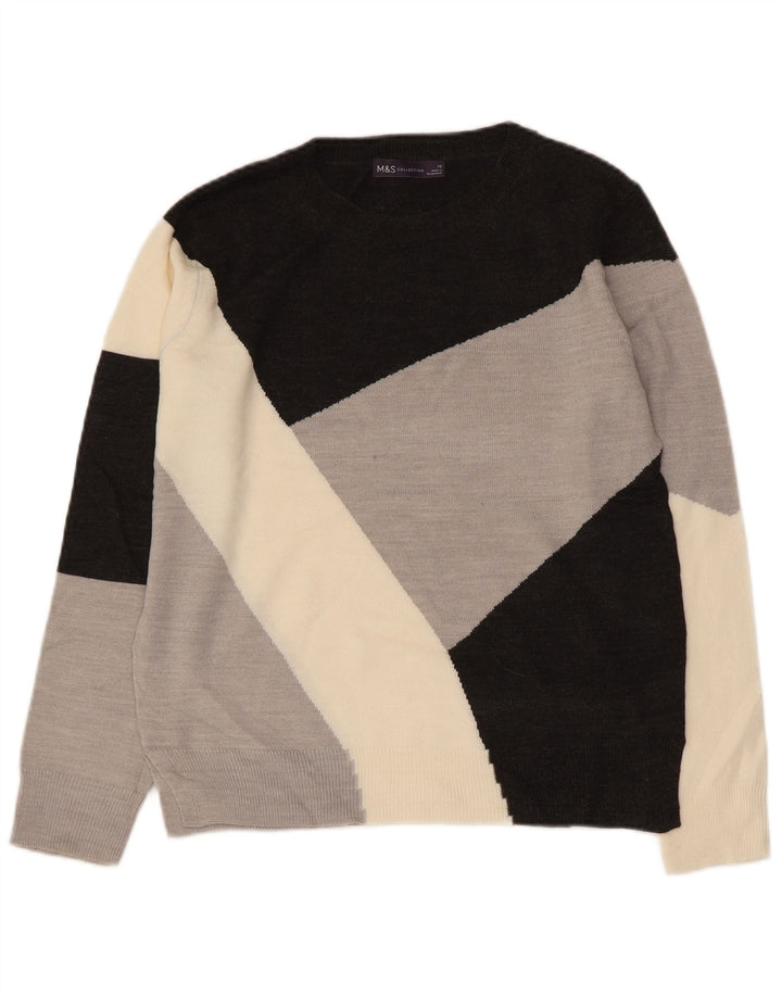 MARKS & SPENCER Suéter tipo jersey con cuello barco para mujer UK 10 Small Multicolor