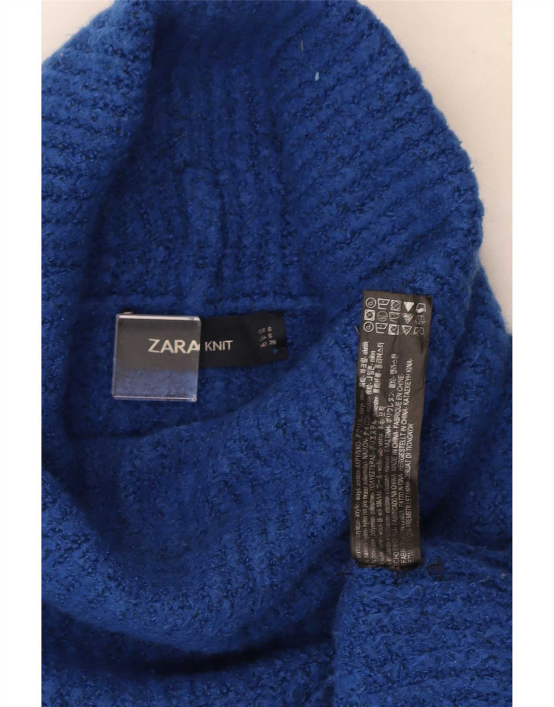 Zara Mujer Oversize Roll Neck Jumper Sweater UK 10 Small Azul Acrílico