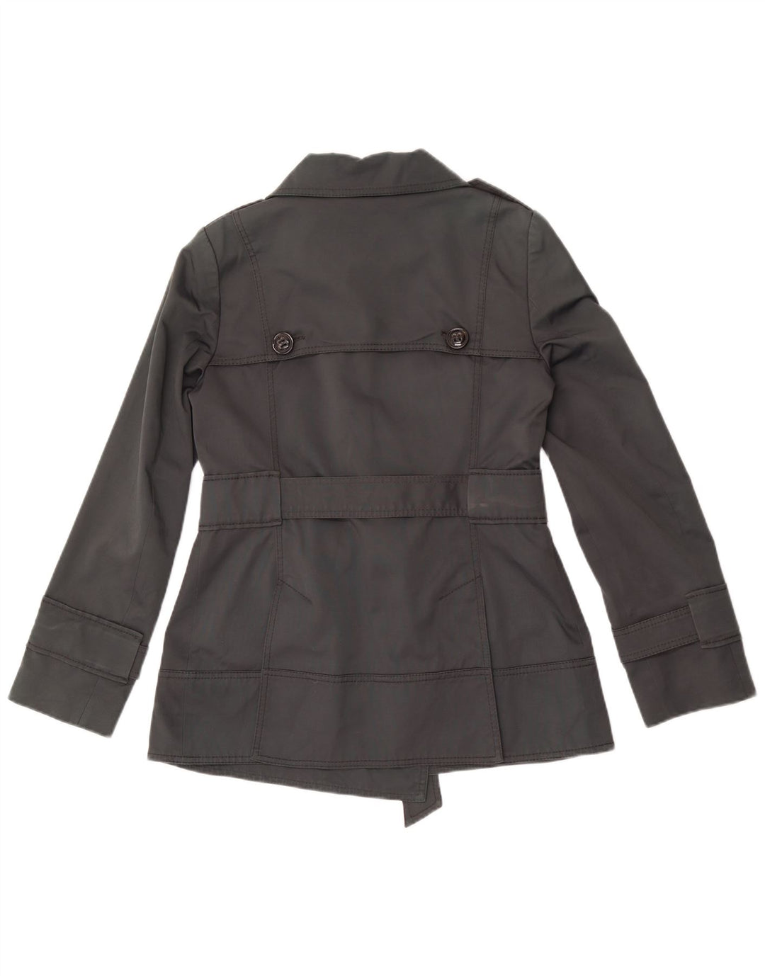 Zara Mujer Gabardina Corta De Doble Botonadura UK 44 Algodón Gris Medio