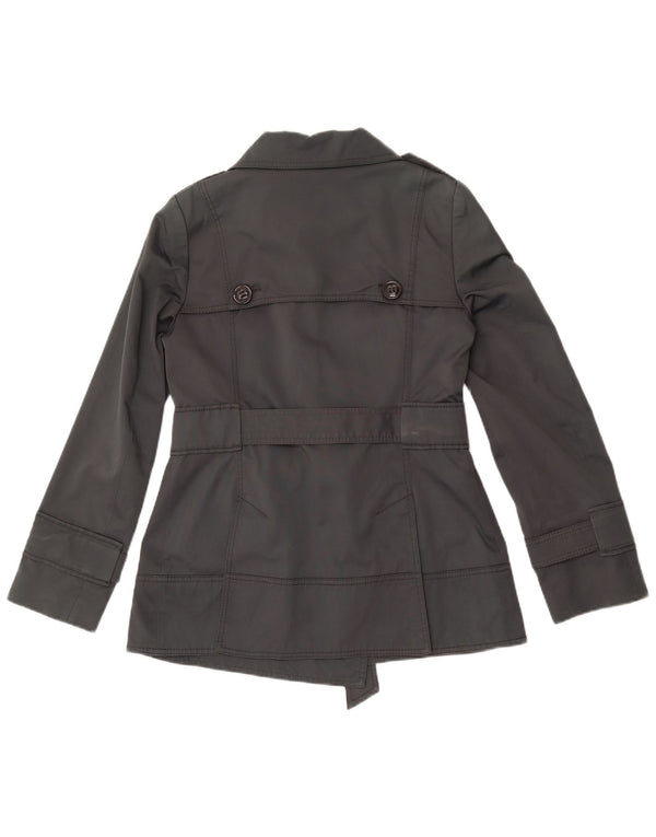 Zara Mujer Gabardina Corta De Doble Botonadura UK 44 Algodón Gris Medio