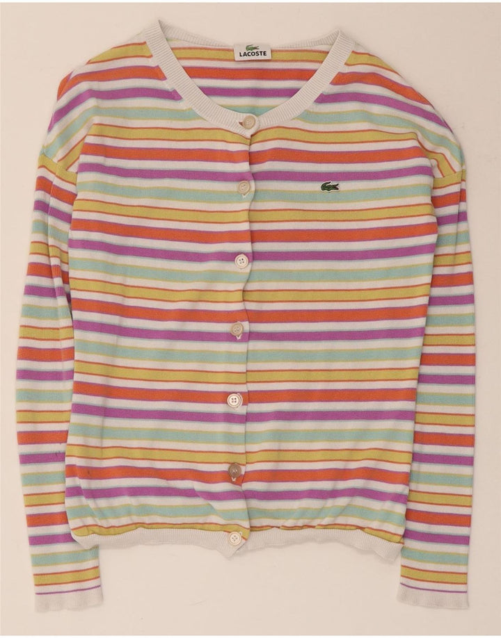 Lacoste - Cárdigan corto para mujer, talla 36, pequeño, multicolor, a rayas