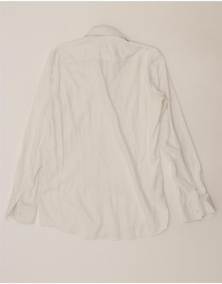 HUGO BOSS Camisa slim fit para hombre Talla 41 Mediana Algodón blanco
