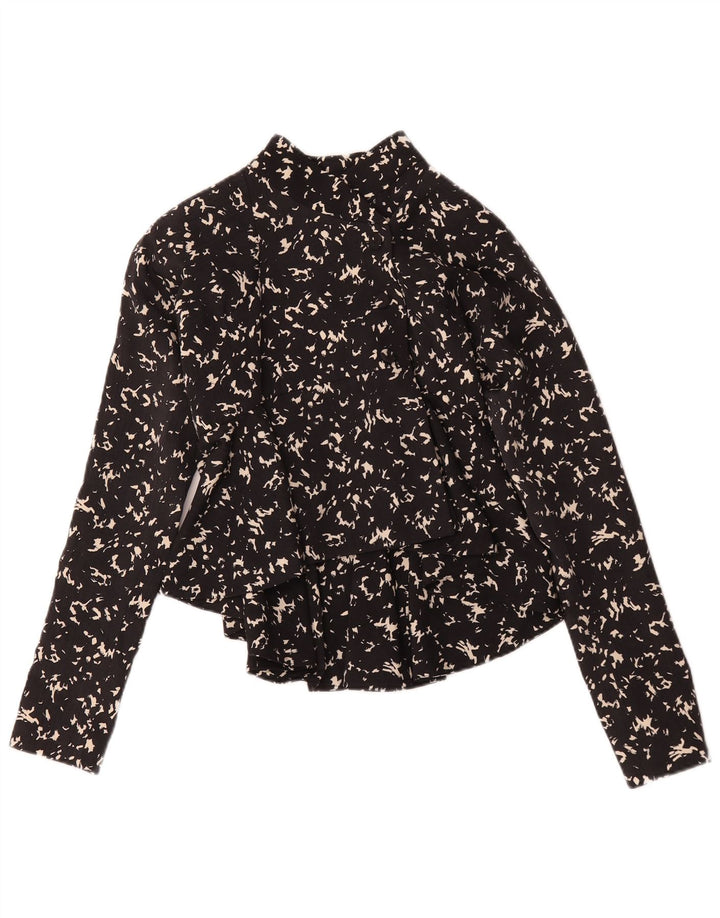 Vintage mujer patrón abstracto camisa blusa Reino Unido 12 medio negro