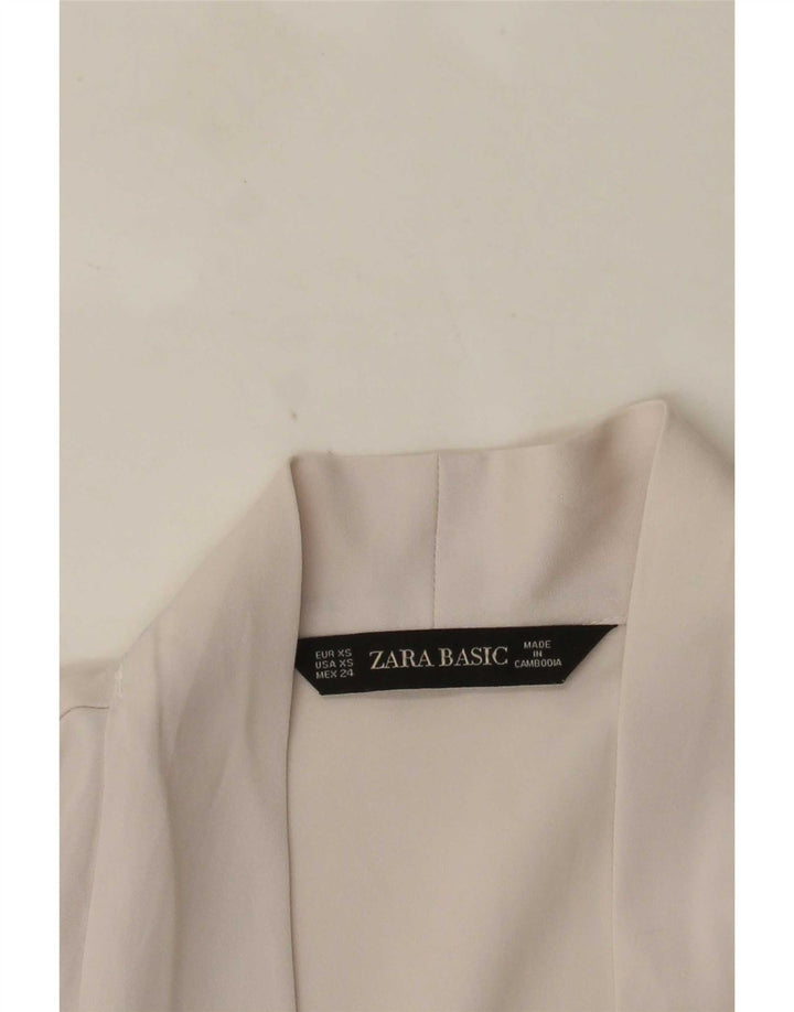 Zara Blusa extragrande de manga larga para mujer UK 6 XS Blanco