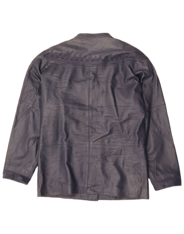 GENNY Chaqueta de cuero extragrande para mujer EU 34 XS Azul marino