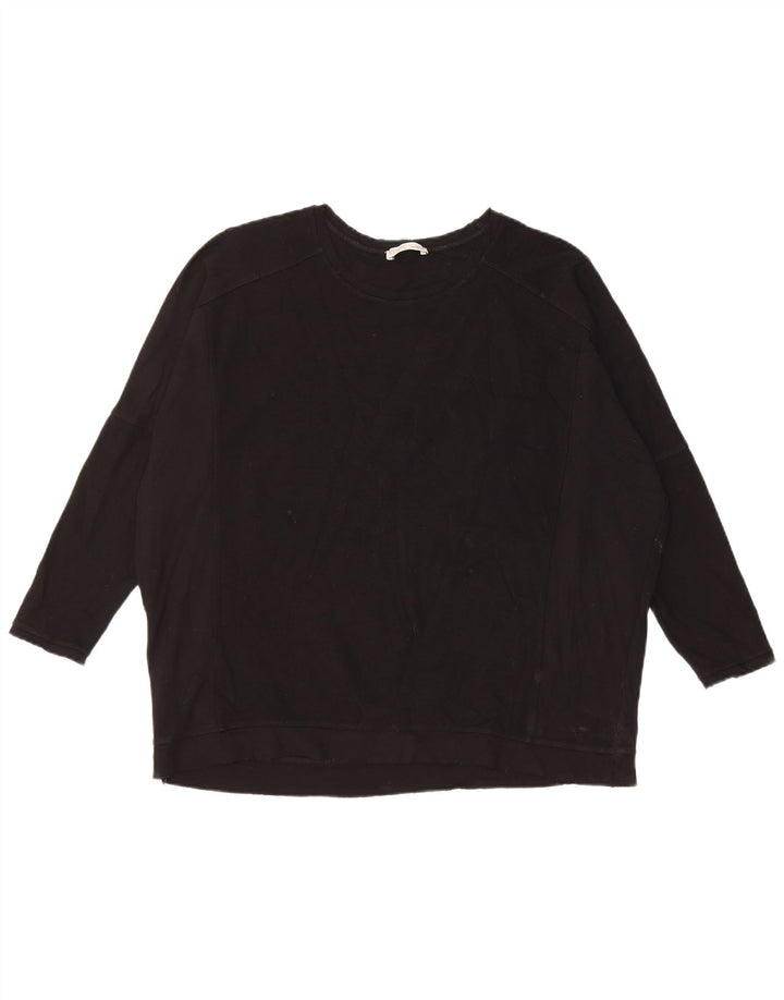 Zara Sudadera extragrande con manga 3/4 para mujer, talla 40, talla M, color negro