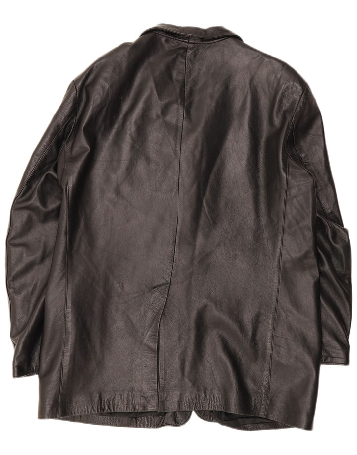 Chaqueta de cuero vintage para hombre IT 54 2XL Negro