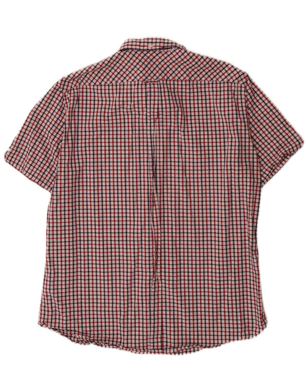 Ben Sherman Camisa de manga corta para hombre de corte regular XL de algodón a cuadros rojos