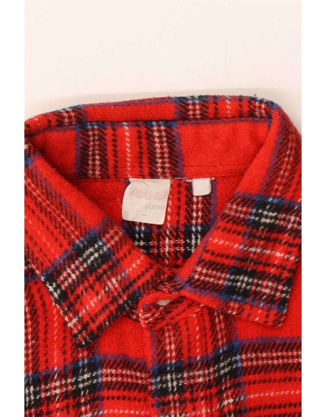 Camisa de franela vintage para hombre con cuadros rojos grandes