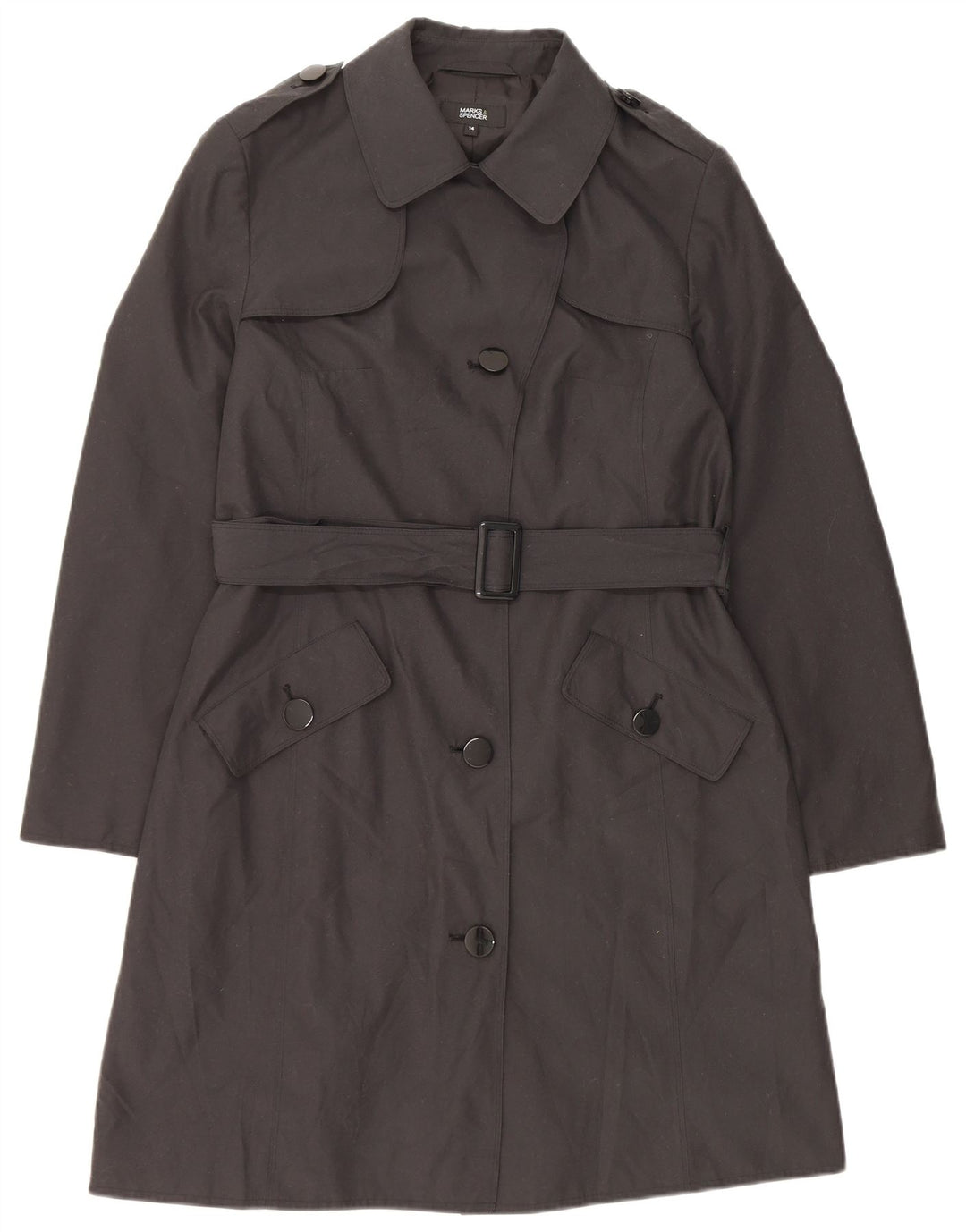 MARKS & SPENCER Gabardina para mujer UK 44 XL Poliéster negro