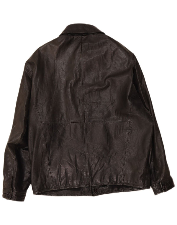 Vintage hombres chaqueta de cuero Reino Unido 40 grande negro