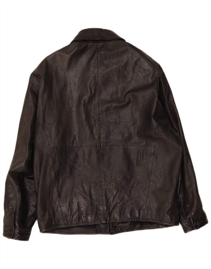 Vintage hombres chaqueta de cuero Reino Unido 40 grande negro