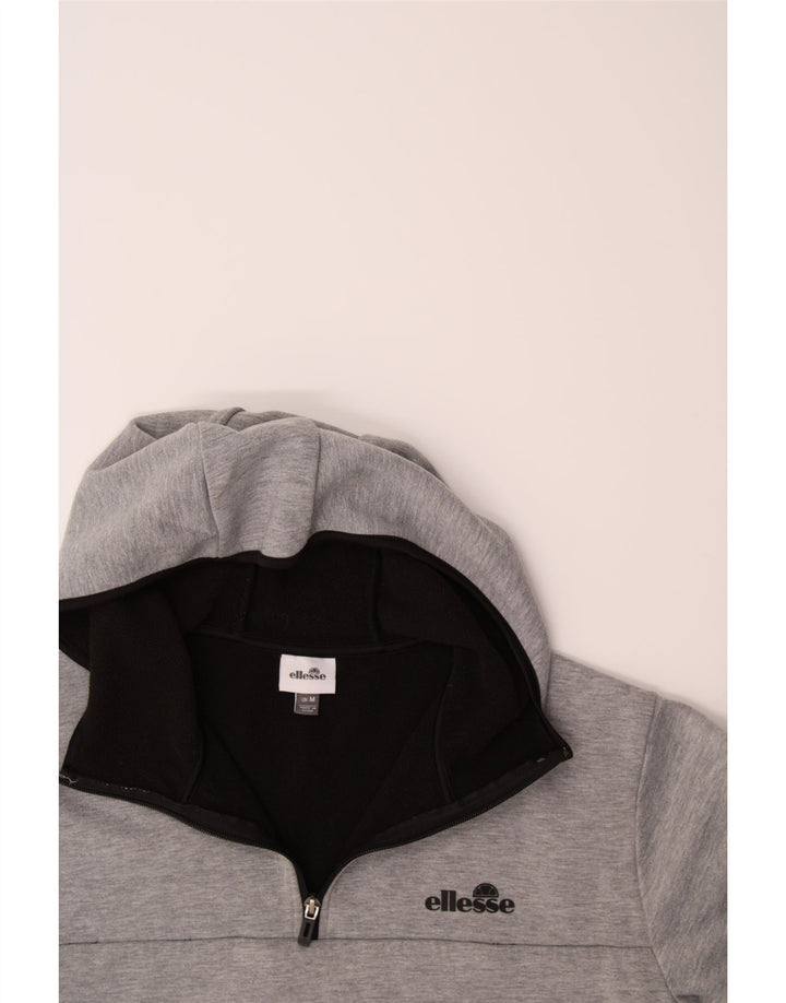 ELLESSE Mens Zip Neck Hoodie Jumper Medium Grey Polyester Vintage Ellesse and Second-Hand Ellesse from Messina Hembry 