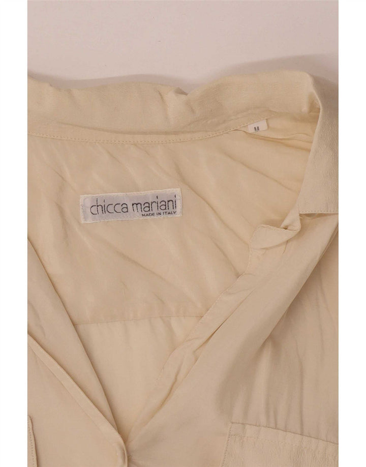 Vintage mujer camisa de gran tamaño blusa Reino Unido 14 medio blanco apagado