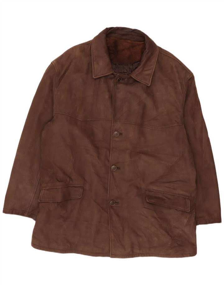 Chaqueta de cuero vintage para hombre Reino Unido 42 XL cuero marrón