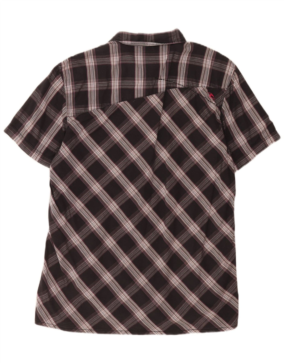 Rip Curl Camisa De Manga Corta Hombre XL Algodón A Cuadros Negro