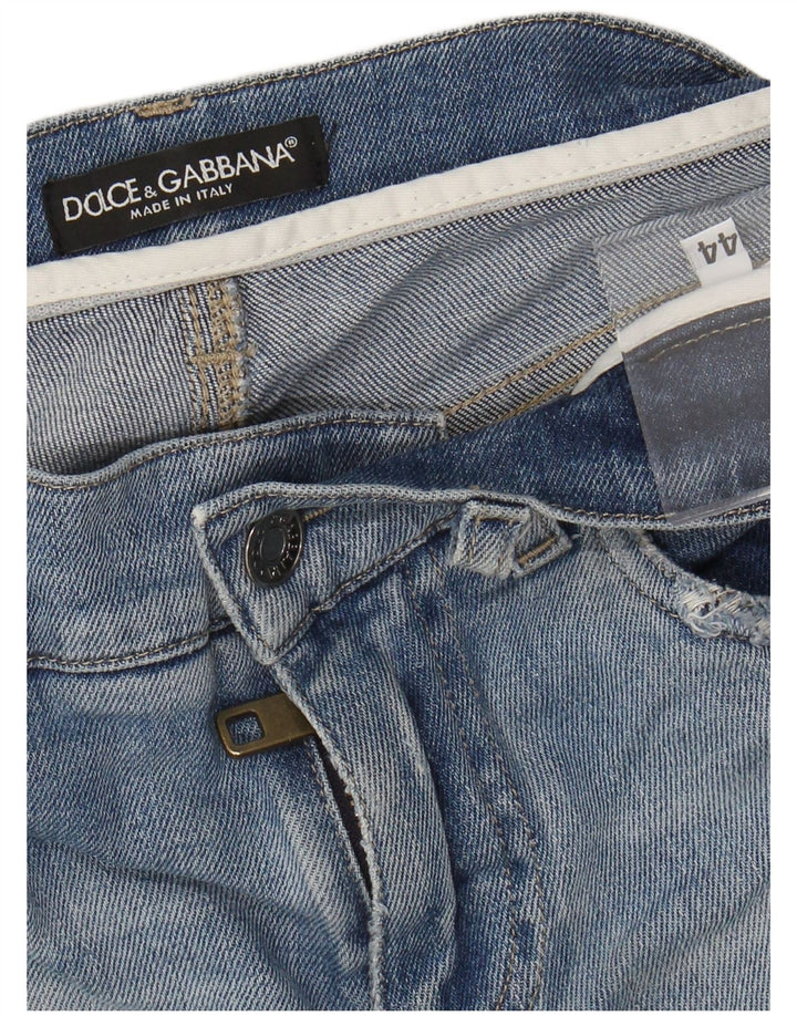 DOLCE & GABBANA Vaqueros ajustados desgastados para mujer IT 44 Medium W30 L32 Azul
