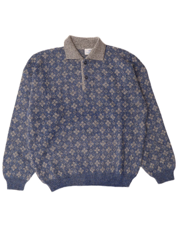 Umberto Severi Jersey tipo polo para hombre IT 52 Large Blue Floral