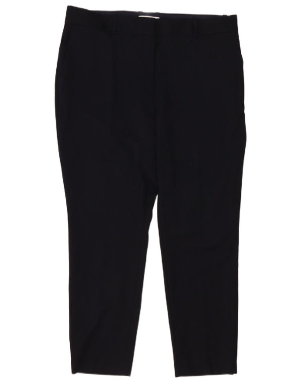 Reiss Pantalones informales ajustados para mujer UK 18 XL W40 L29 Lana negra