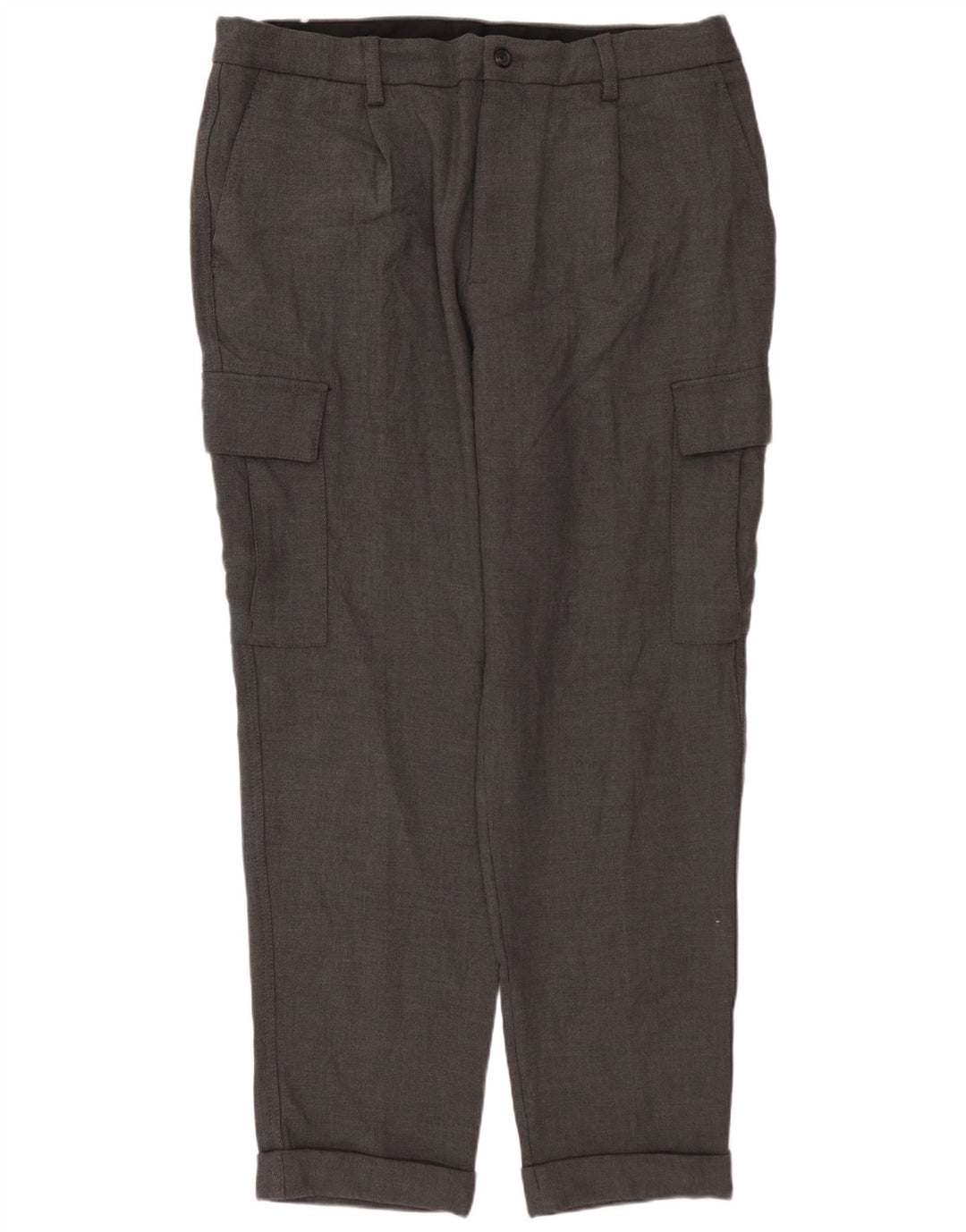 ZARA Pantalón cargo recto para hombre EU 46 XL W36 L30 Poliéster gris