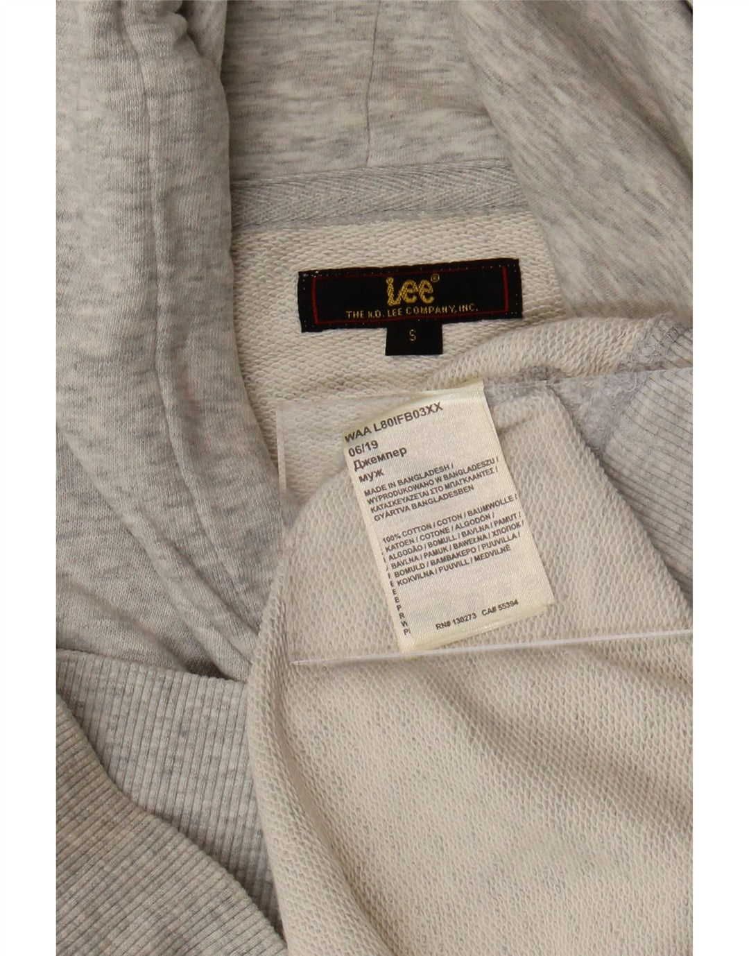LEE Hombre Sudadera con Capucha Gráfica Jersey Pequeño Gris Algodón