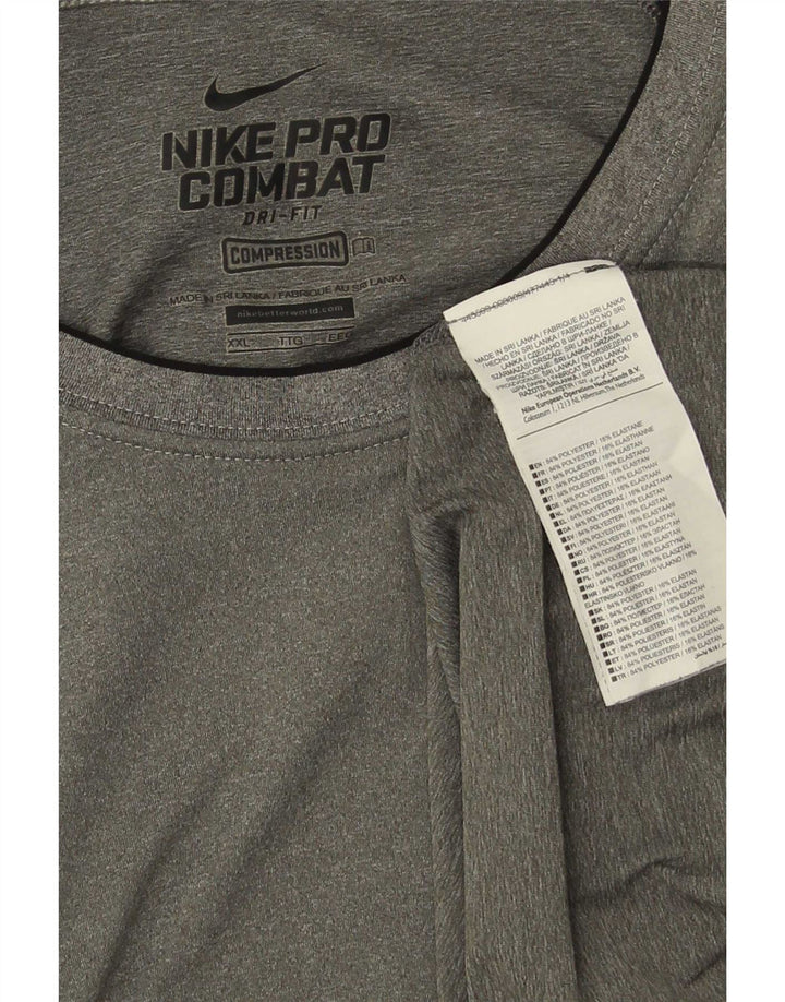 Nike Camiseta de compresión para hombre Top 2XL Poliéster moteado gris