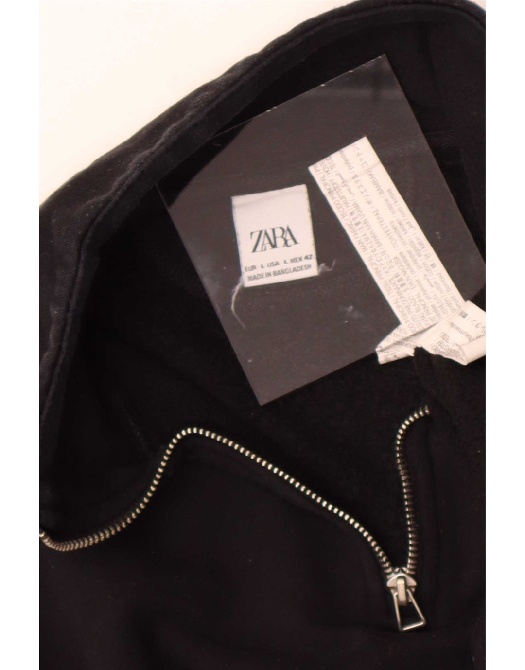 Zara Hombre Cremallera Cuello Sudadera Jumper Grande Poliéster Negro