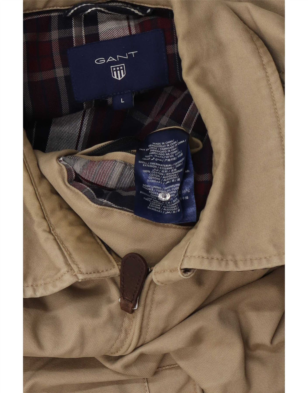 Gant Chaqueta Bomber para Hombre UK 40 Grande Algodón Beige