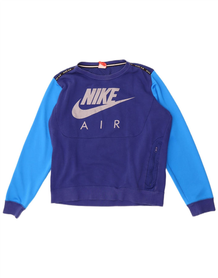 Nike Hombre Sudadera con gráfico tipo jersey de algodón color block en azul medio