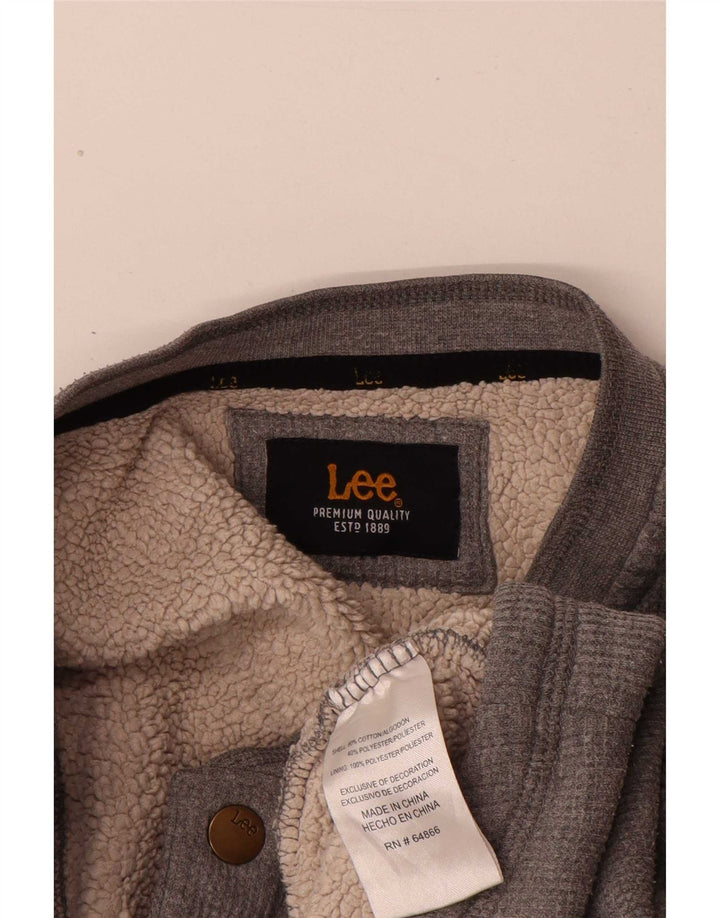 Lee - Sudadera con cuello y botones para hombre, talla pequeña, algodón gris