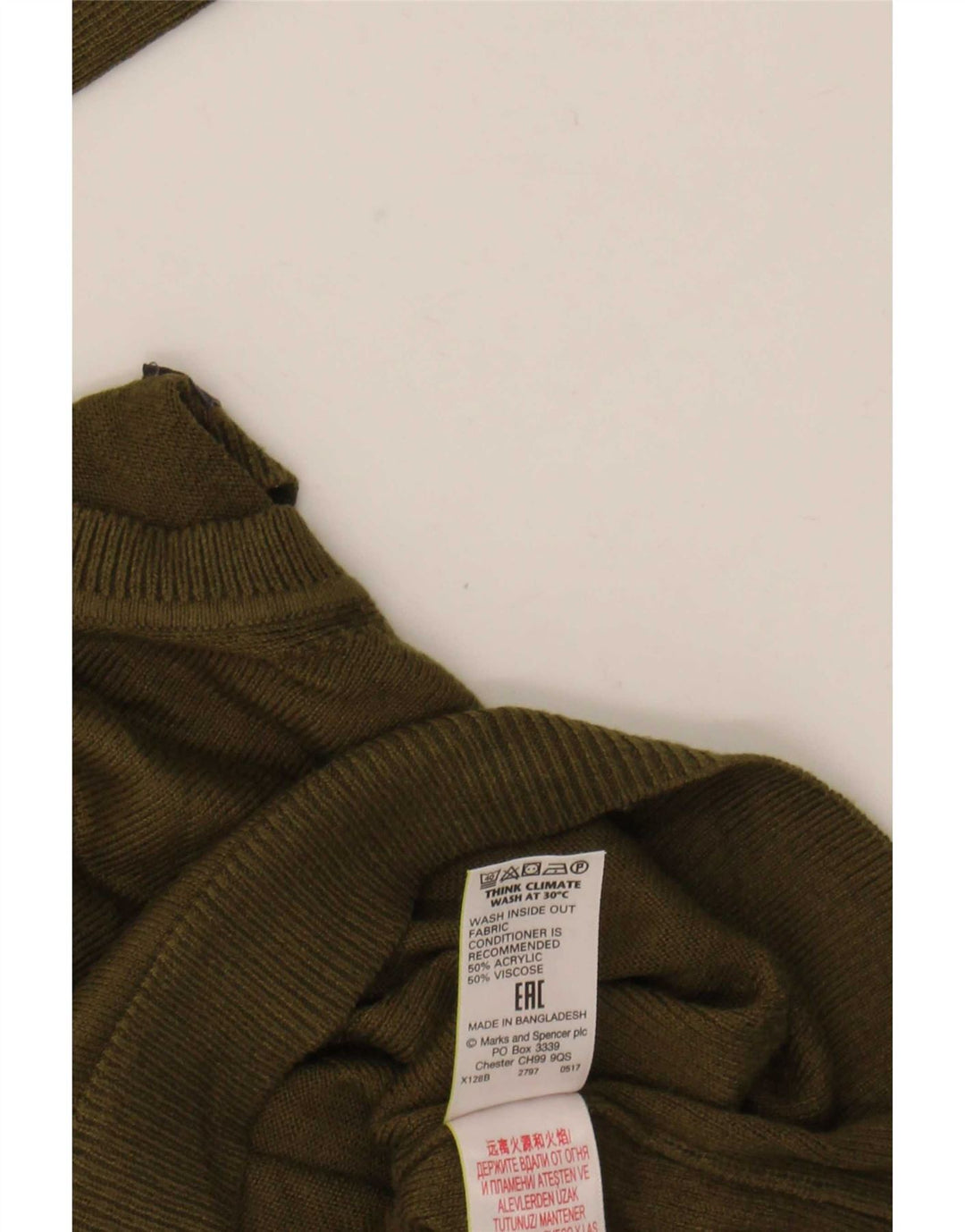 Marks & Spencer Suéter de cuello redondo de gran tamaño para mujer UK 10 Small Khaki