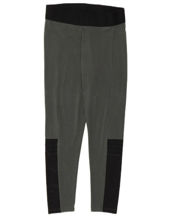 Adidas Leggings para mujer Reino Unido 12/14 Algodón gris medio con bloques de color