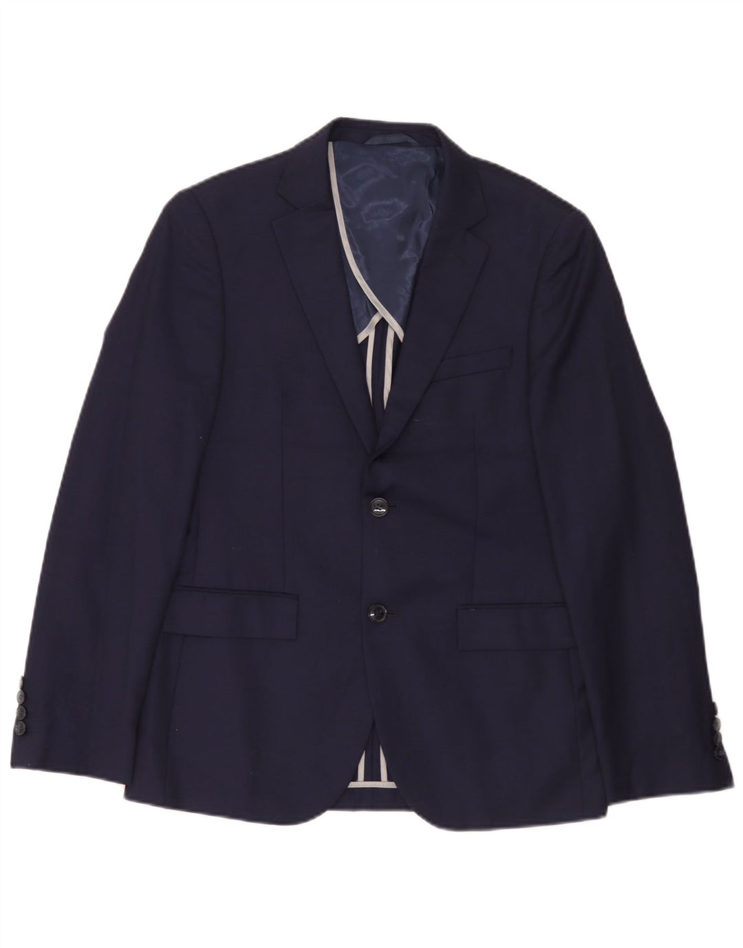 Dkny Chaqueta tipo blazer ajustada con 2 botones para hombre UK 38 Lana azul marino mediana