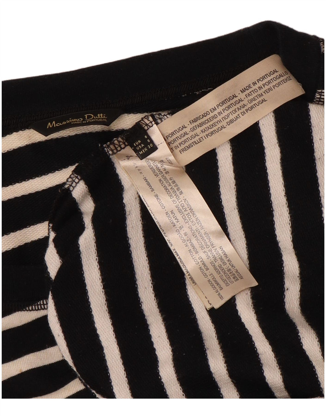 Massimo Dutti Mujer Sudadera Jumper UK 10 Small Negro Rayas Algodón