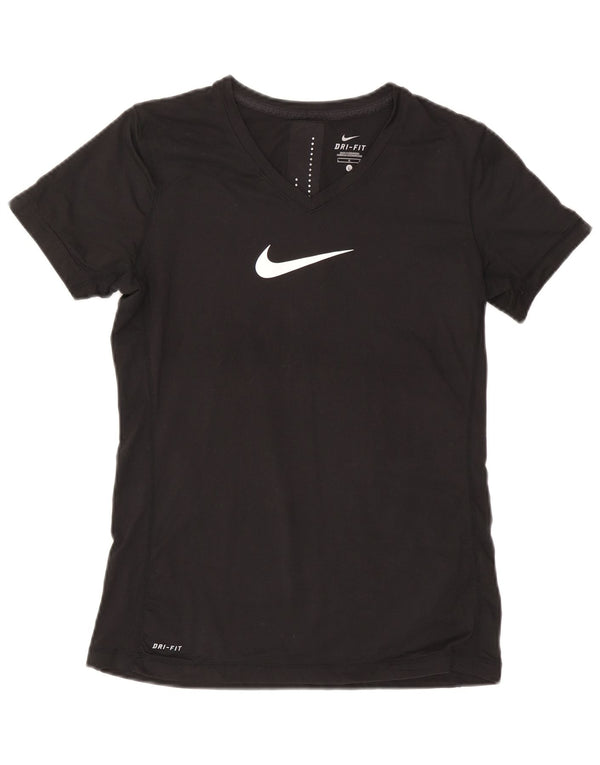 Nike Mujer Dri Fit Graphic Camiseta Top UK 40 Grande Poliéster Negro