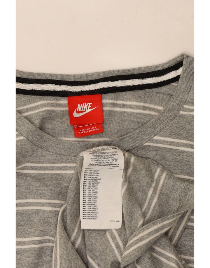 Camiseta Nike Hombre Manga Larga XL Gris Rayas Algodón
