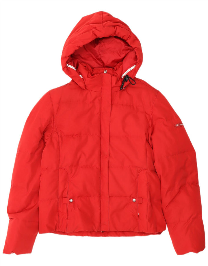 Champion Chaqueta Acolchada Con Capucha Para Mujer UK 44 Poliéster Rojo Mediano