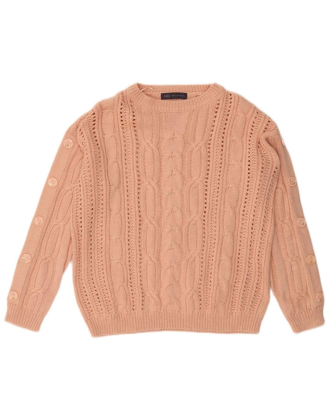 MARKS & SPENCER Jersey de cuello redondo para mujer UK 12 Algodón rosa medio
