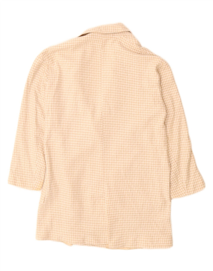Zara Chaqueta tipo blazer extragrande con 2 botones para mujer UK 6 XS Beige Houndstooth