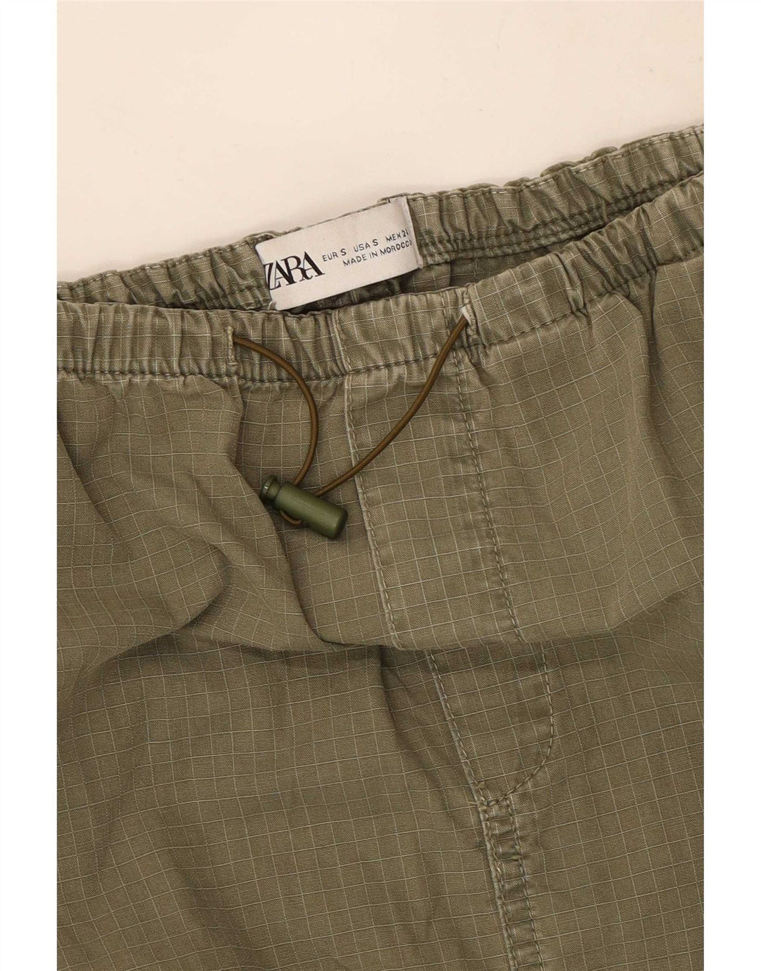 Zara Mujer Maxi Falda Pequeña W26 Cuadros Caqui
