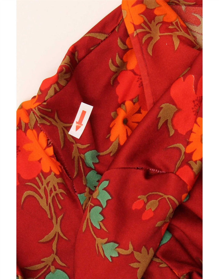 Vintage mujer pullover camisa Reino Unido 14 medio rojo floral