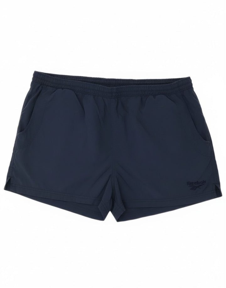 Reebok - Pantalones cortos deportivos para hombre, talla grande, nailon azul marino