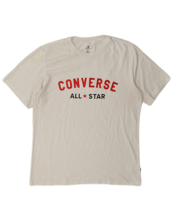 Converse - Camiseta gráfica para hombre, talla grande, algodón blanco