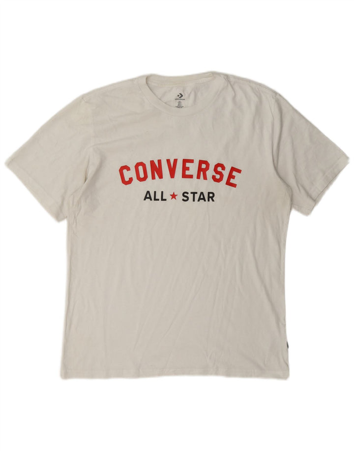 Converse - Camiseta gráfica para hombre, talla grande, algodón blanco