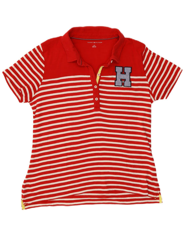 Tommy Hilfiger Polo gráfico para mujer UK 40 Grande Algodón a rayas rojas